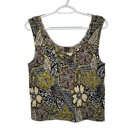 Womens floral slinky tank top womens large y2k fairy 2000s 90s boho chic - Picture 1 of 7